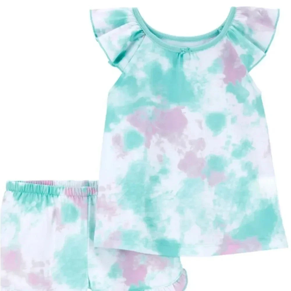 #21 Carter's Kids' 4-Piece Pajama Set Flamingo and Tie Dye 2T 3T 4T 5T B…